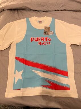 Bad Bunny Puerto Rico Graphic Tee - Light Blue & White Kids Shirt
